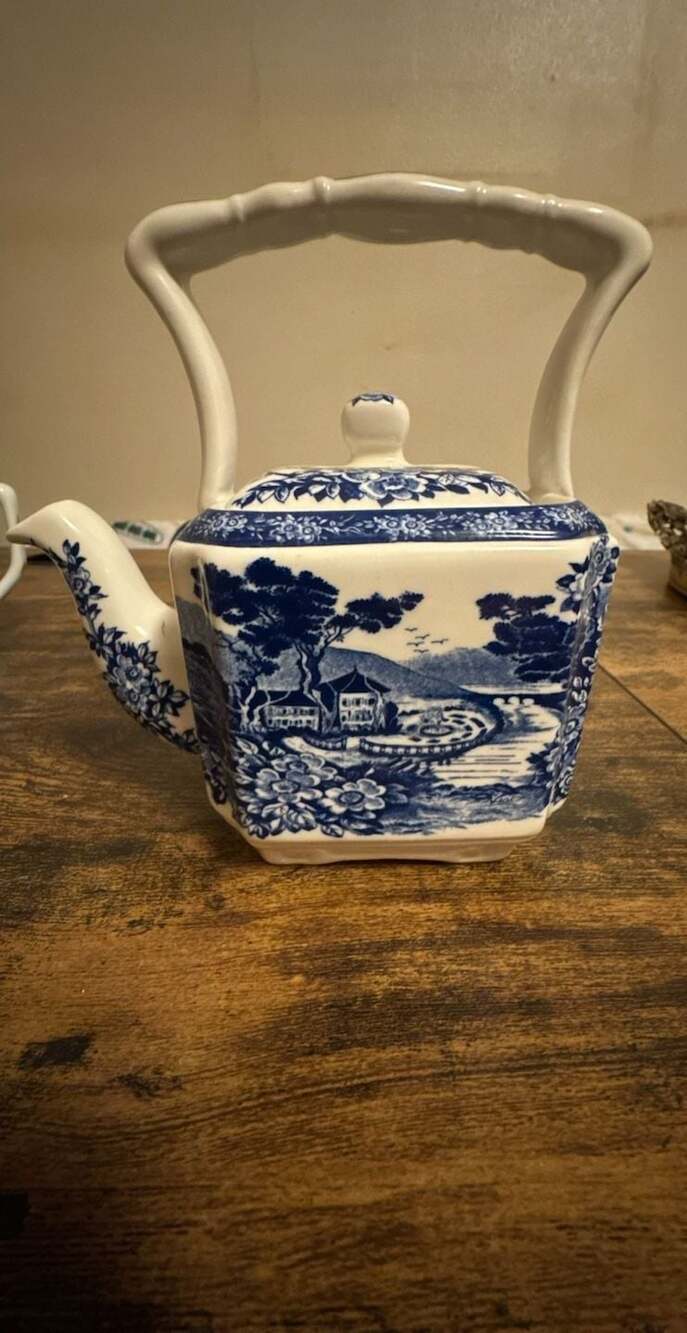 James Sadler Mini Chinoiserie Blue and White Landscape Teapot